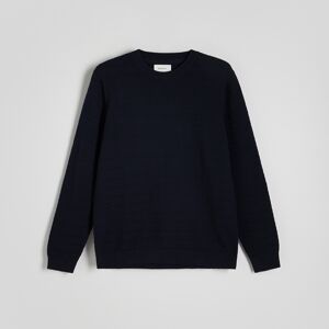 Reserved - Pásikavý bavlnený sveter - Tmavomodrá