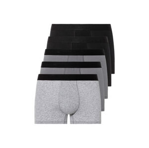 LIVERGY® Pánske bavlnené boxerky, 5 kusov (L, čierna/sivá)