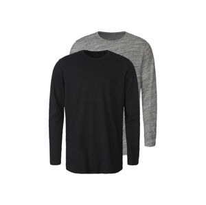 LIVERGY® Pánske tričko s dlhým rukávom, 2 kusy (L (52/54), čierna/sivá)