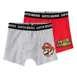 Nintendo Super Mario Chlapčenské boxerky Super Mario, 2 kusy (158/164, sivá/červená)